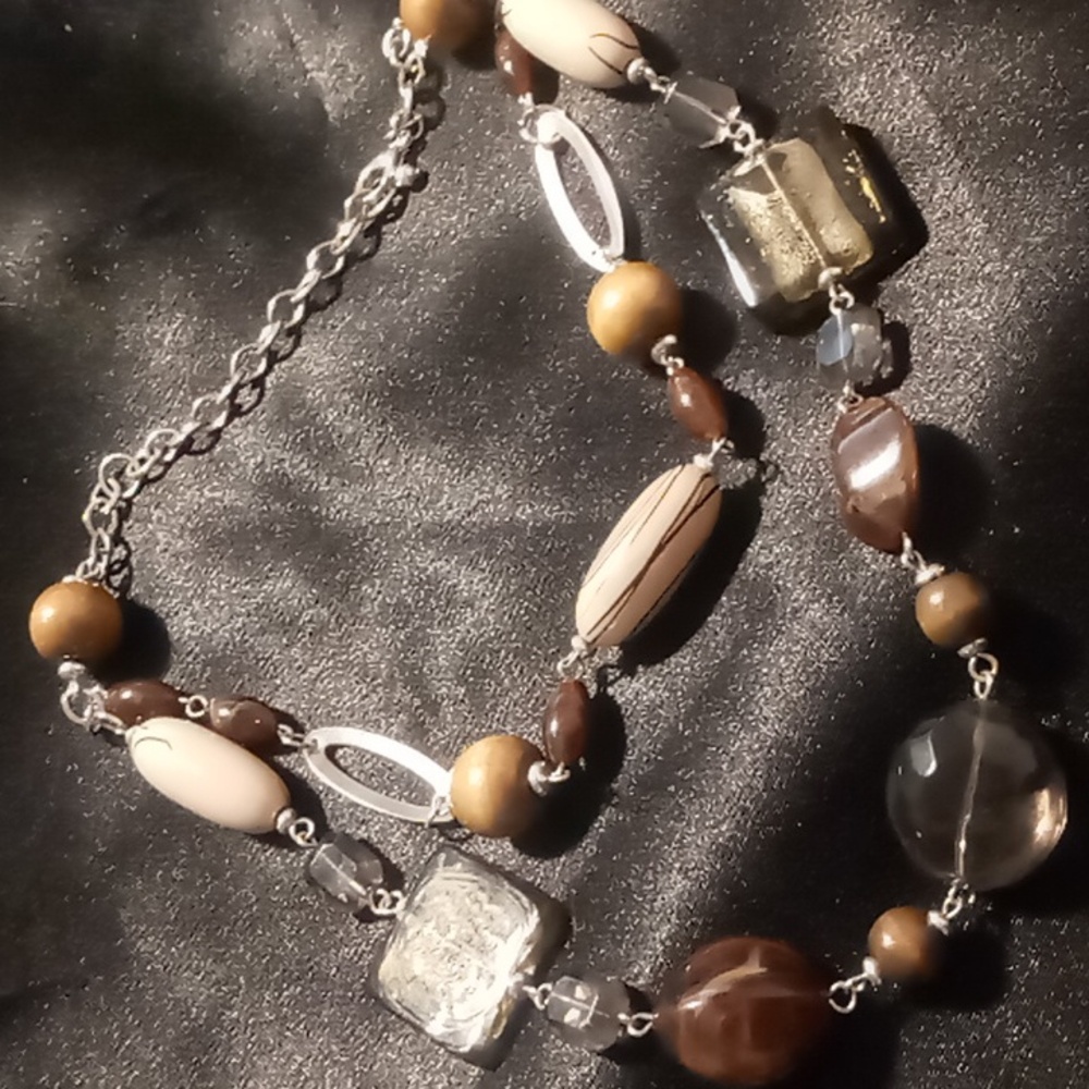 Premier design large glass foil beaded 16 & 20 inch layered necklace.